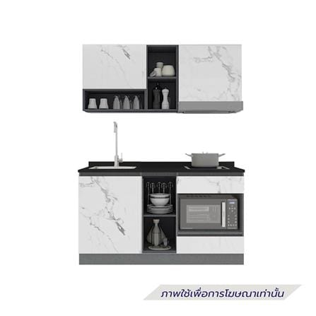 ครัวไม้สำเร็จ SB FURNITURE KUCHE COMP150G-L WHITE STONE BLACK GLOSS 150 ซม._1