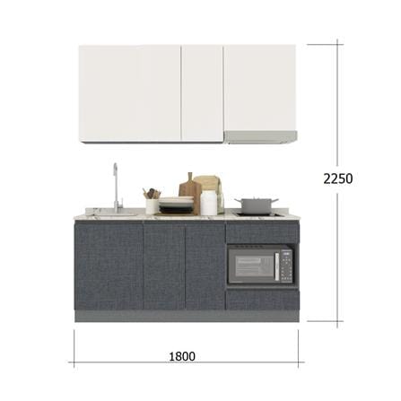 ครัวไม้สำเร็จ SB FURNITURE KUCHE COMP180C-L GREY-TWIST STONE GLOSS 180 ซม._3