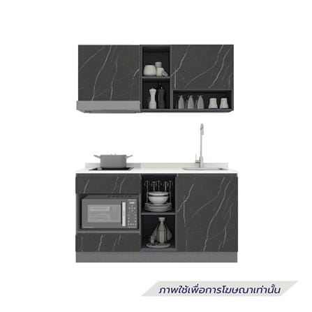 ครัวไม้สำเร็จ SB FURNITURE KUCHE COMP150G-R BLACK STONE WHITE GLOSS 150 ซม._1
