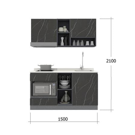 ครัวไม้สำเร็จ SB FURNITURE KUCHE COMP150G-R BLACK STONE WHITE GLOSS 150 ซม._3
