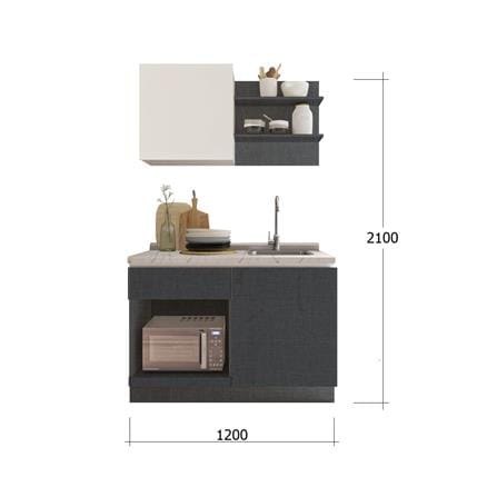 ครัวไม้สำเร็จ SB FURNITURE KUCHE COMP120B-R GREY-TWIST STONE GLOSS 120 ซม._2