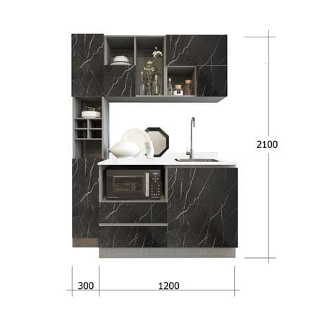 ครัวไม้สำเร็จ SB FURNITURE KUCHE COMP150F-R BLACK STONE WHITE GLOSS 150 ซม._3