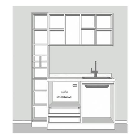 ครัวไม้สำเร็จ SB FURNITURE KUCHE COMP150F-R BLACK STONE WHITE GLOSS 150 ซม._2