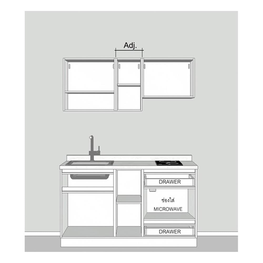 ครัวไม้สำเร็จ SB FURNITURE KUCHE COMP150G-L ITALIAN WALNUT BLACK GLOSS 150 ซม.