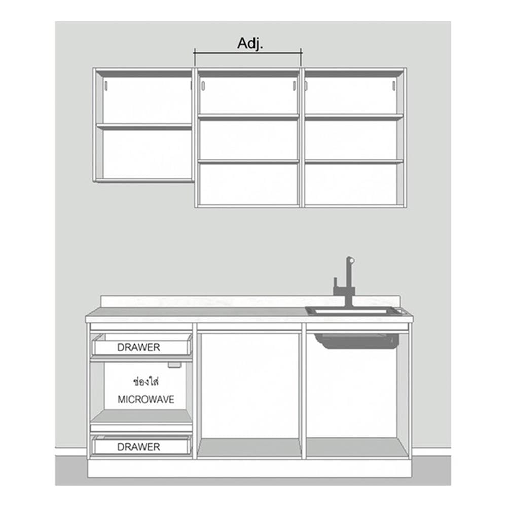 ครัวไม้สำเร็จ SB FURNITURE KUCHE COMP180C-R BLACK STONE WHITE GLOSS 180 ซม.