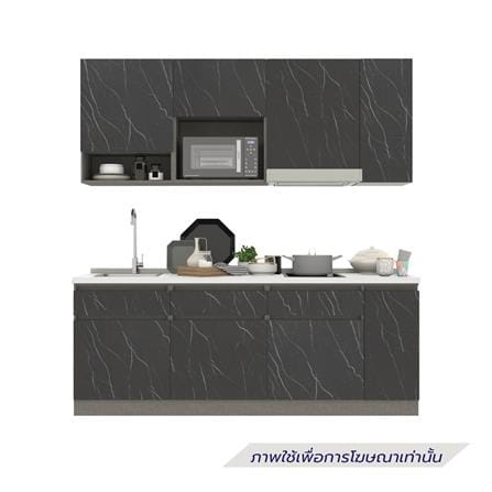 ครัวไม้สำเร็จ SB FURNITURE KUCHE COMP210C-L BLACK STONE WHITE GLOSS 210 ซม._1