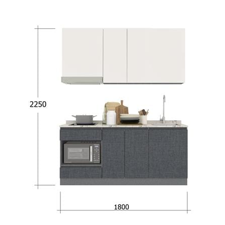 ครัวไม้สำเร็จ SB FURNITURE KUCHE COMP180C-R GREY-TWIST STONE GLOSS 180 ซม._3