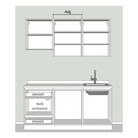 ครัวไม้สำเร็จ SB FURNITURE KUCHE COMP180C-R GREY-TWIST STONE GLOSS 180 ซม._2