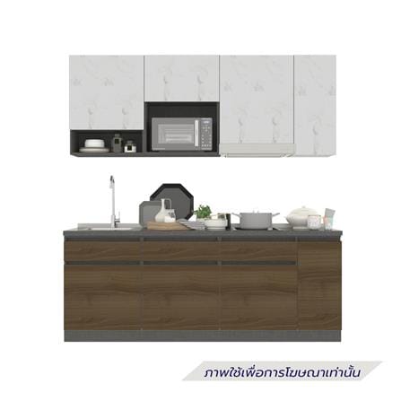 ครัวไม้สำเร็จ SB FURNITURE KUCHE COMP210C-L ITALIAN WALNUT BLACK GLOSS 210 ซม._1