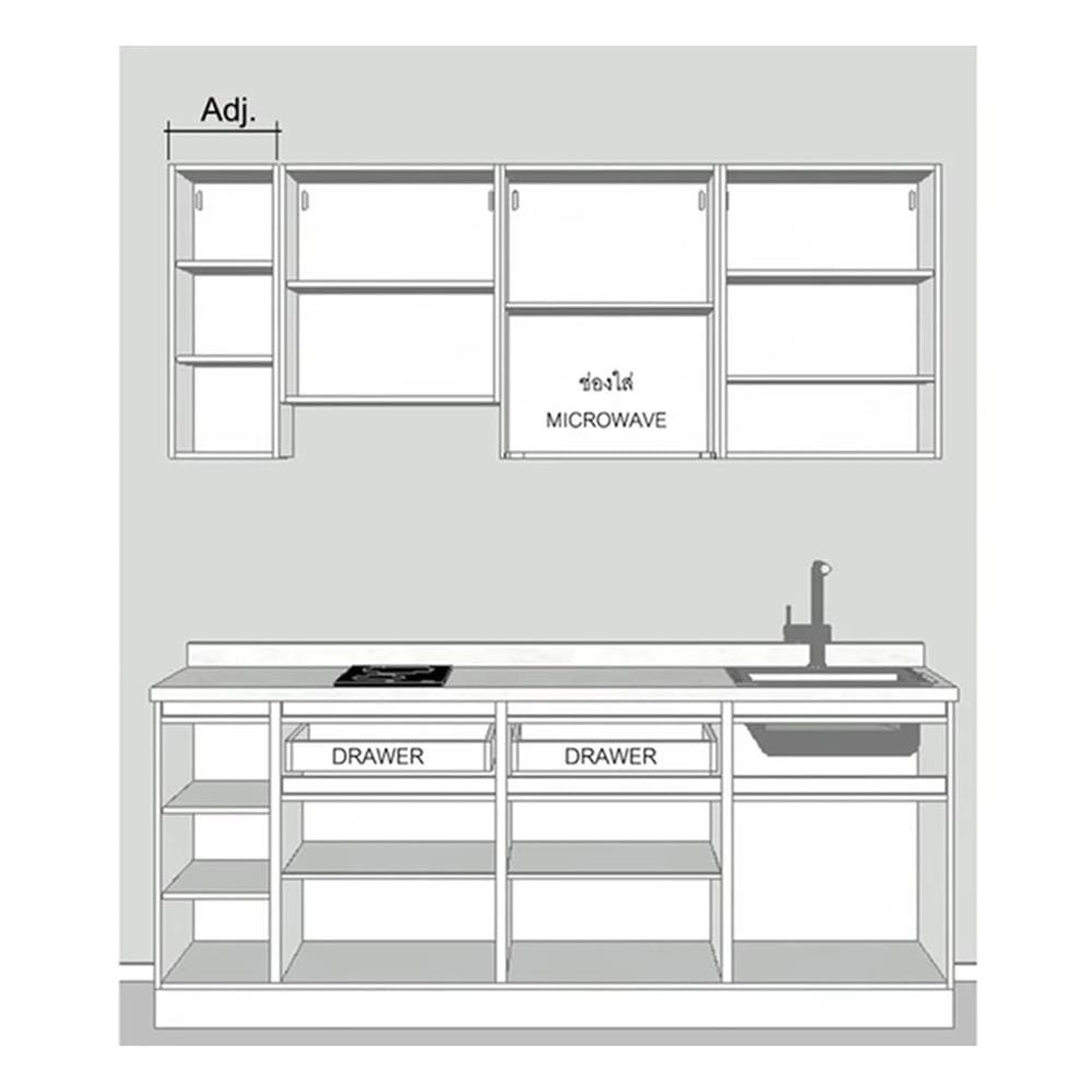 ครัวไม้สำเร็จ SB FURNITURE KUCHE COMP210C-R ITALIAN WALNUT BLACK GLOSS 210 ซม.