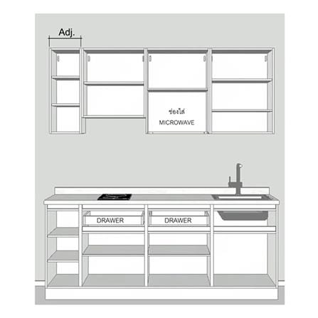 ครัวไม้สำเร็จ SB FURNITURE KUCHE COMP210C-R ITALIAN WALNUT BLACK GLOSS 210 ซม._2