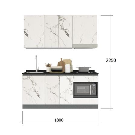 ครัวไม้สำเร็จ SB FURNITURE KUCHE COMP180C-L WHITE STONE BLACK GLOSS 180 ซม._3