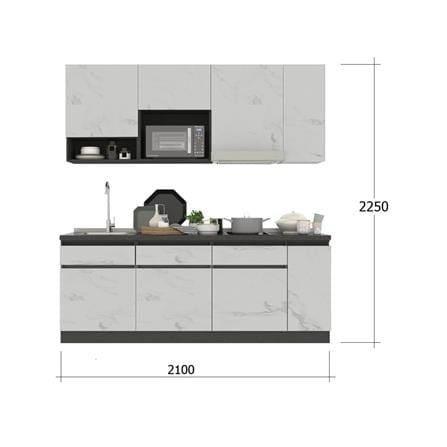 ครัวไม้สำเร็จ SB FURNITURE KUCHE COMP210C-L WHITE STONE BLACK GLOSS 210 ซม._3