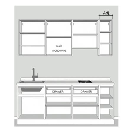 ครัวไม้สำเร็จ SB FURNITURE KUCHE COMP210C-L WHITE STONE BLACK GLOSS 210 ซม._2