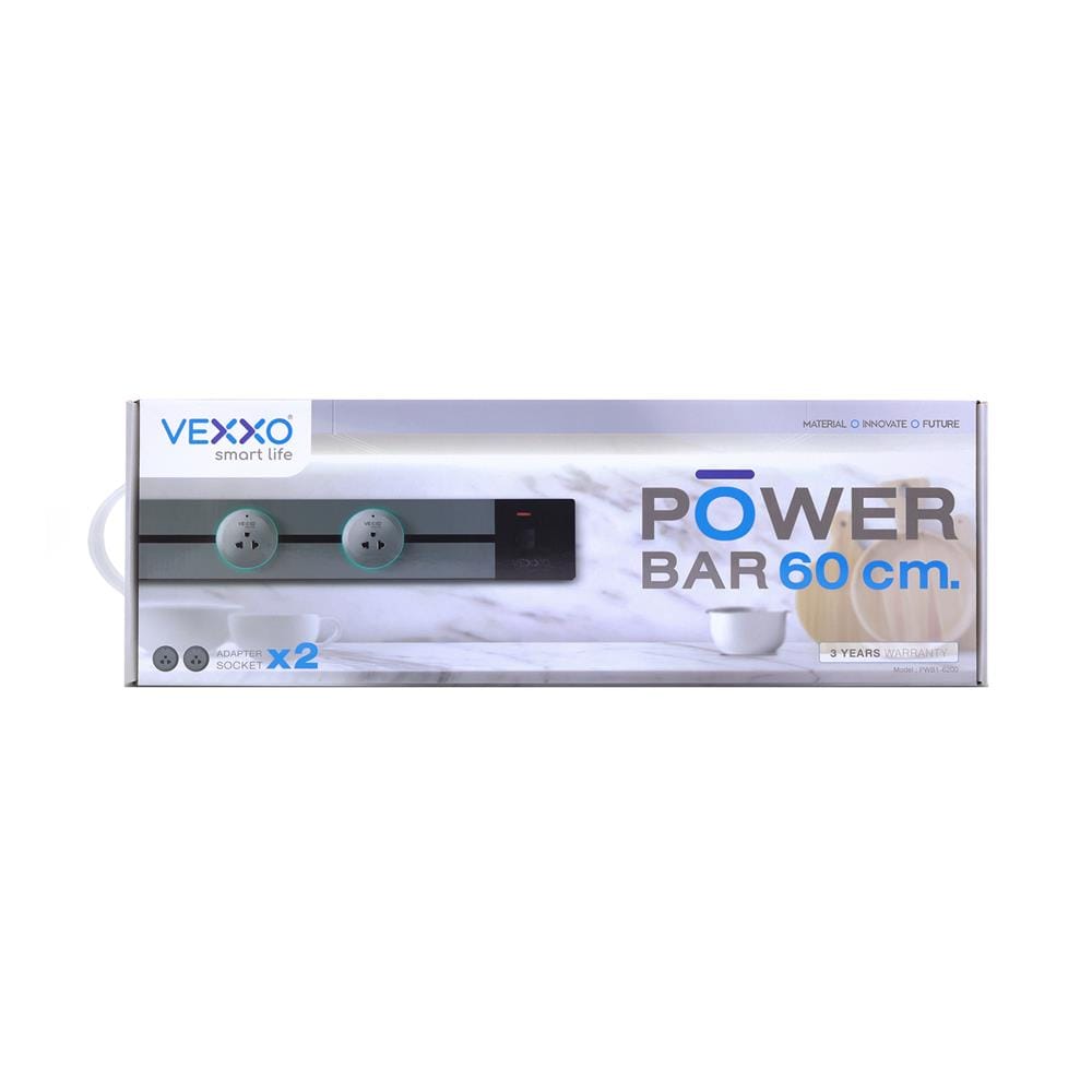รางปลั๊กไฟแบบเลื่อนได้ VEXXO PWB1-6200 60 ซม. สีเทา