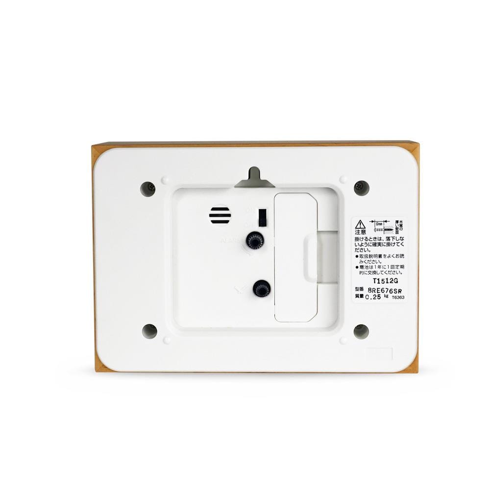 นาฬิกาตั้งโต๊ะไม้ RHYTHM 8RE676SR06 5.8X4.1 นิ้ว สีน้ำตาลอ่อน