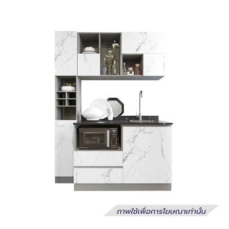 ครัวไม้สำเร็จ SB FURNITURE KUCHE COMP150F-R WHITE STONE BLACK GLOSS 150 ซม._1