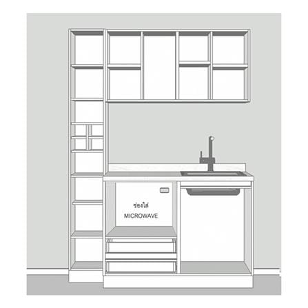 ครัวไม้สำเร็จ SB FURNITURE KUCHE COMP150F-R WHITE STONE BLACK GLOSS 150 ซม._2