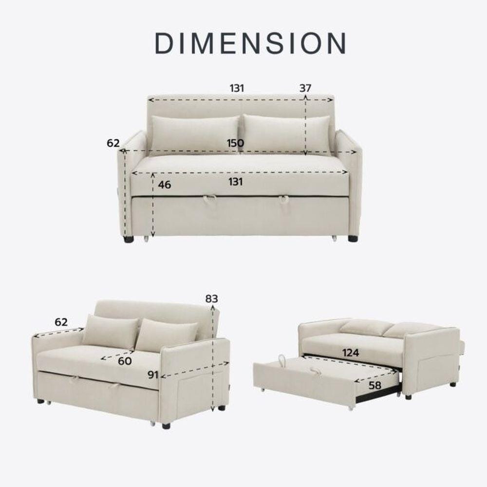 โซฟาเบด 2 ที่นั่ง SB FURNITURE BONDANIE 19234947 สีครีม