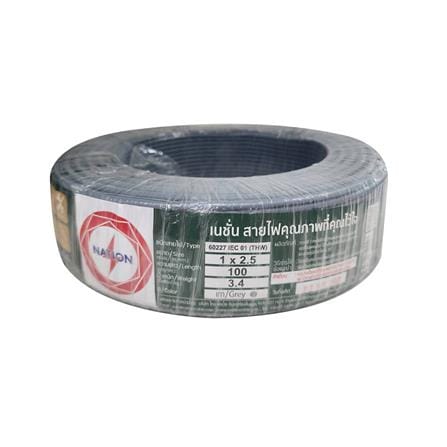 สายไฟ THW IEC01 NATION 1x2.5 ตร.มม. 100 ม. สีเทา_0