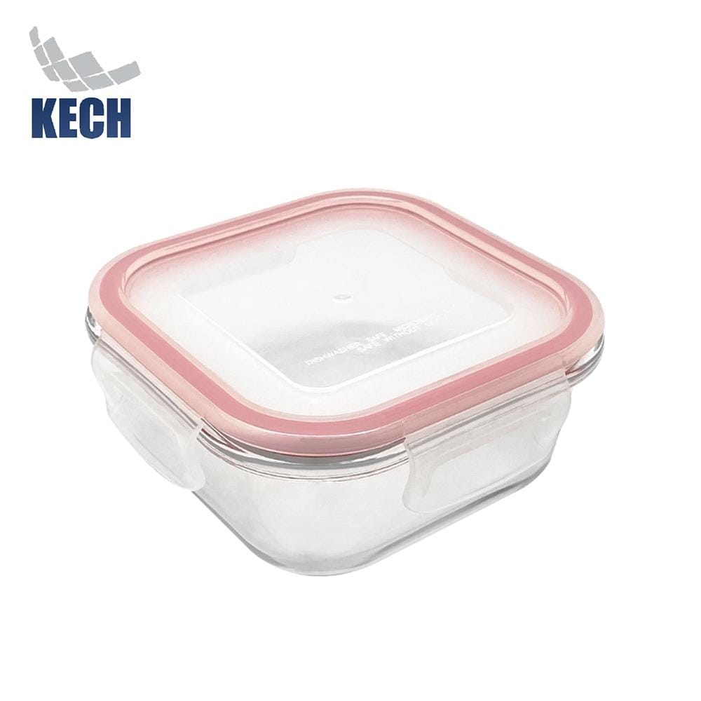 กล่องอาหารแก้วจัตุรัส 0.52 ลิตร KECH RUMI สีแดง_0