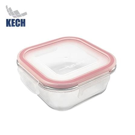 กล่องอาหารแก้วจัตุรัส 0.52 ลิตร KECH RUMI สีแดง_1