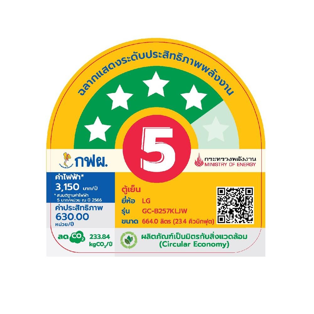 ตู้เย็น SIDE BY SIDE LG GC-B257KLJW.APYPLMT 23.4 คิว อินเวอร์เตอร์ สีเงิน