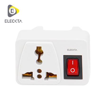 ปลั๊กแปลง 2 ขาแบน มีสวิตช์ ELECKTA ELS 10 แอมป์_0