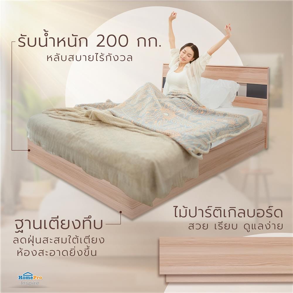 เตียง 6 ฟุต FURDINI BRICK สี PINEOAK