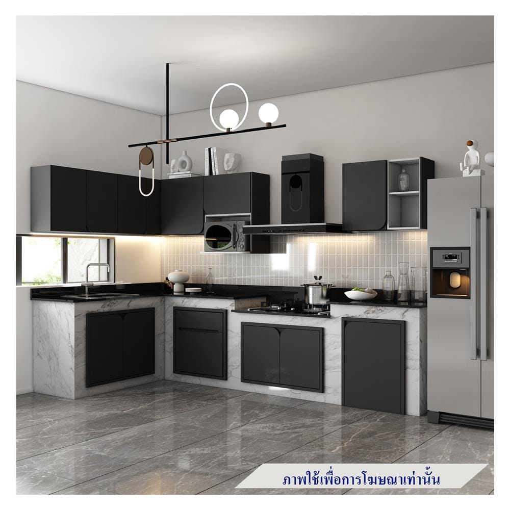 ตู้แขวนเดี่ยวเปิดขวา KITZCHO CURVE 60x40 ซม. สี GREY GRAPHITE