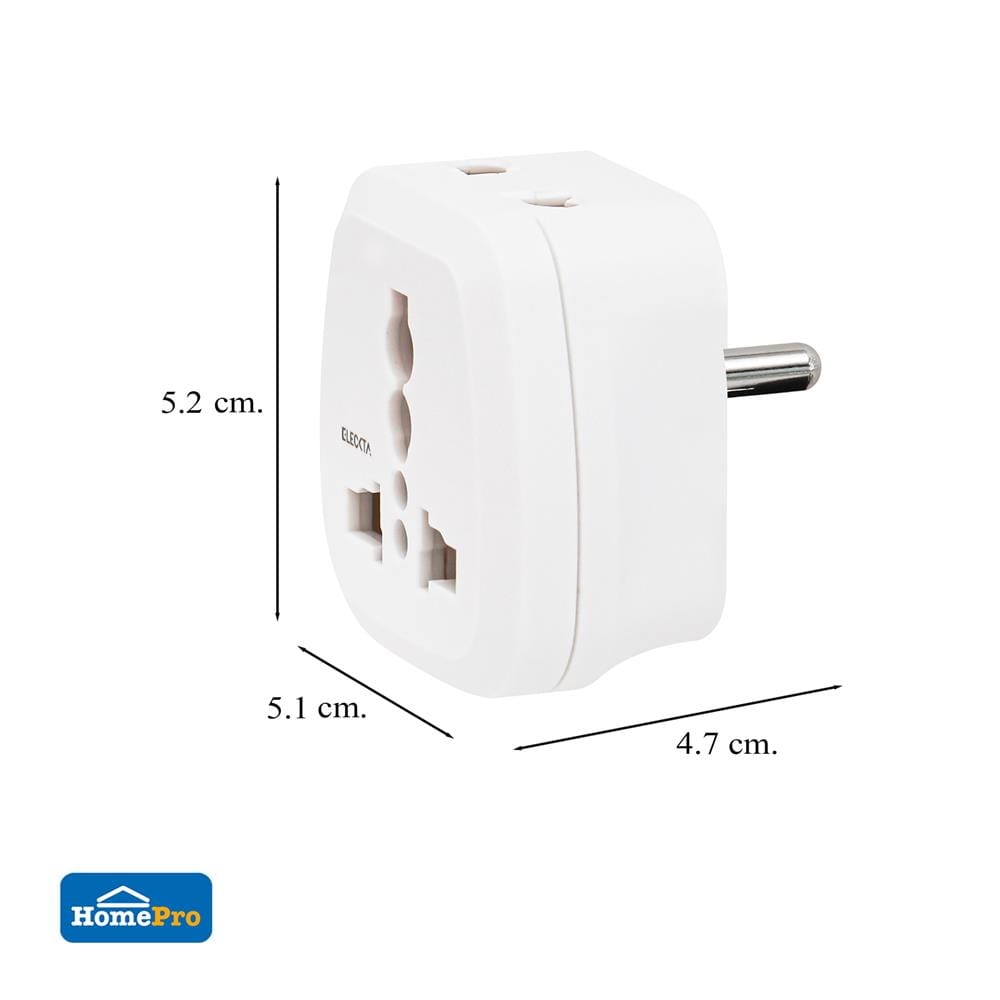 ปลั๊กแปลง 2 ขากลม 2 IN 1 ELECKTA EL16A-A 3600W 16 แอมป์ สีขาว