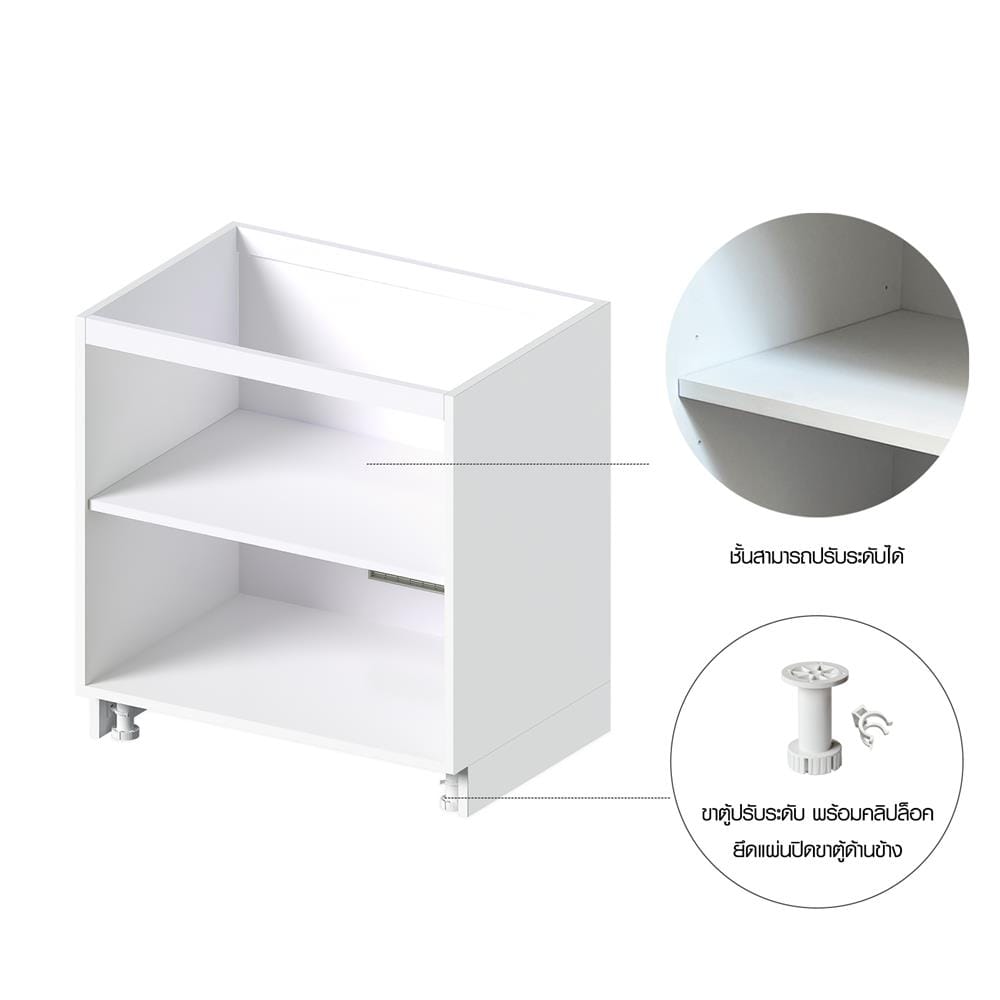 โครงตู้ล่างบานคู่ CABIN UPVC 80x83.5 ซม. สีขาว