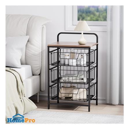 ชั้นลิ้นชัก 3 ชั้น พร้อม TOP ไม้ STACKO URBAN 40X32X69 ซม. สีดำ_5