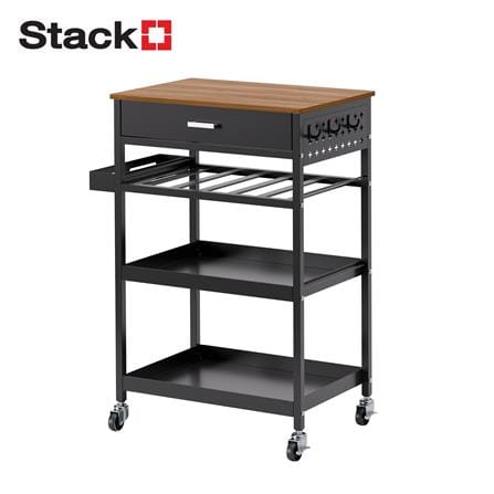ชั้นวางของเหล็ก 3 ชั้น พร้อมลิ้นชัก มีล้อ STACKO URBAN 66.5X40X89 ซม. สีดำ_0