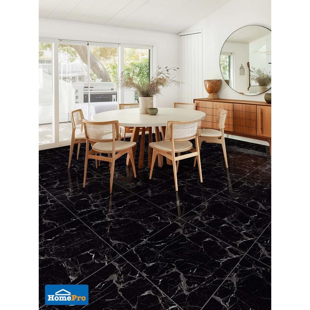 กระเบื้องพื้นพอร์ซเลน 60x60 ซม. DURAGRES ทิโวลี่ แบล็ค A 1.44 ตร.ม.