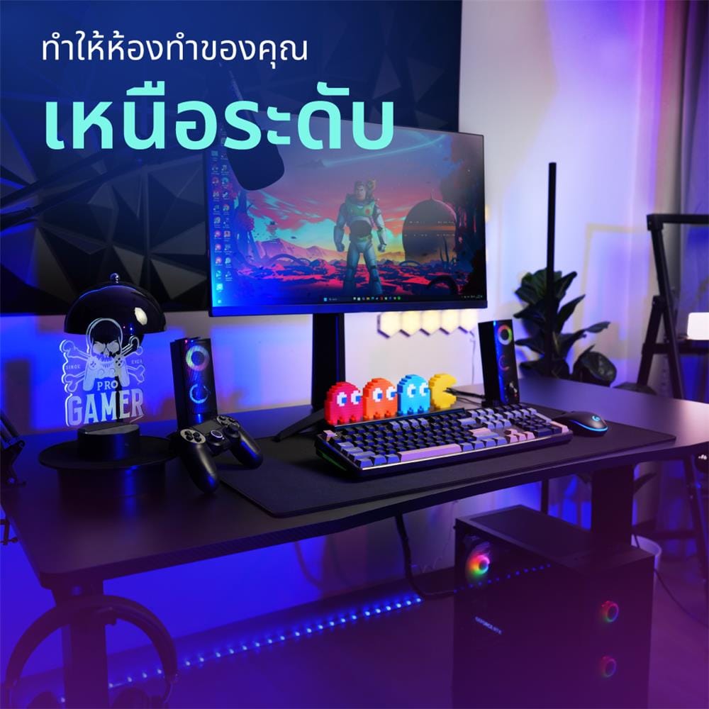 โต๊ะเกมมิ่งปรับระดับไฟฟ้า BEWELL TBS05-140 ACC05-BK 140 ซม. สีดำ