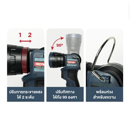 ไฟฉาย LED ไร้สาย (เฉพาะตัวเครื่อง) ROWEL DFL280-B 20 โวลต์_6
