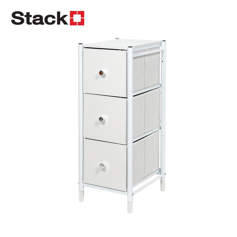 ชั้นลิ้นชักหนัง 3 ชั้น STACKO LUZZO 29X35X77.3 ซม. สีขาว_1