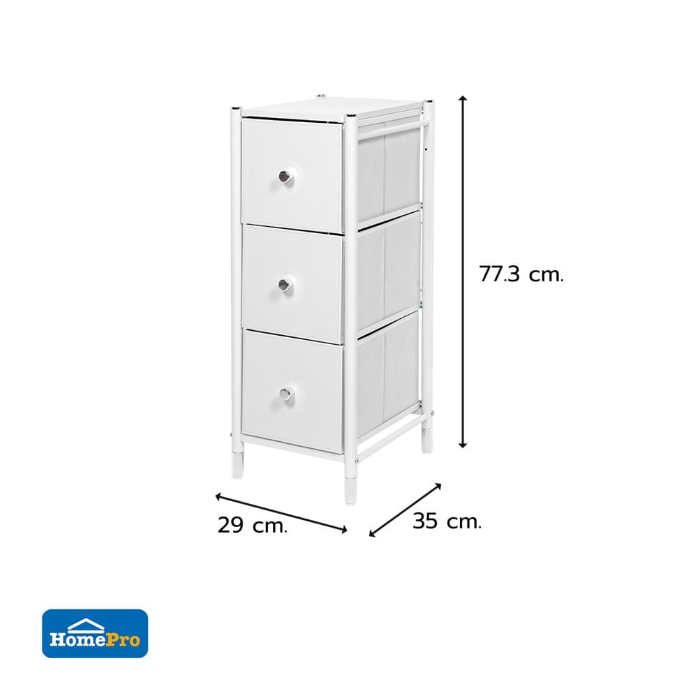 ชั้นลิ้นชักหนัง 3 ชั้น STACKO LUZZO 29X35X77.3 ซม. สีขาว