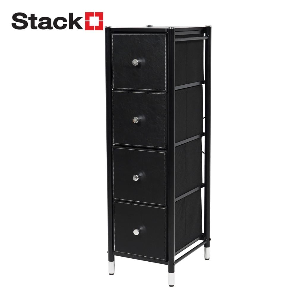 ชั้นลิ้นชักหนัง 4 ชั้น STACKO LUZZO 29X35X98.7 ซม. สีดำ_1