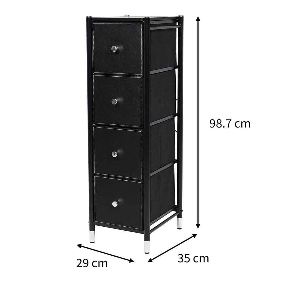ชั้นลิ้นชักหนัง 4 ชั้น STACKO LUZZO 29X35X98.7 ซม. สีดำ