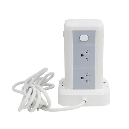 รางปลั๊กไฟทาวเวอร์ 8 ช่อง 4 สวิตซ์ 3USB/3USB-C LUMIRA LS-208 3 ม. สีขาว_3