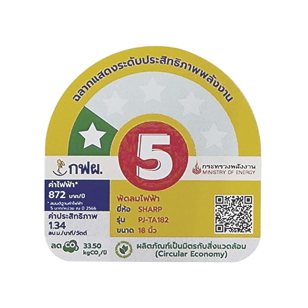 พัดลมตั้งโต๊ะ 18 นิ้ว SHARP PJ-TA182CC สีดำ