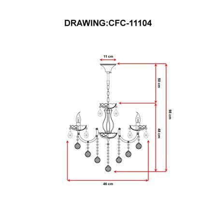 ไฟช่อ EVL CFC-11104 สีทอง/ใส 5 หัว_3