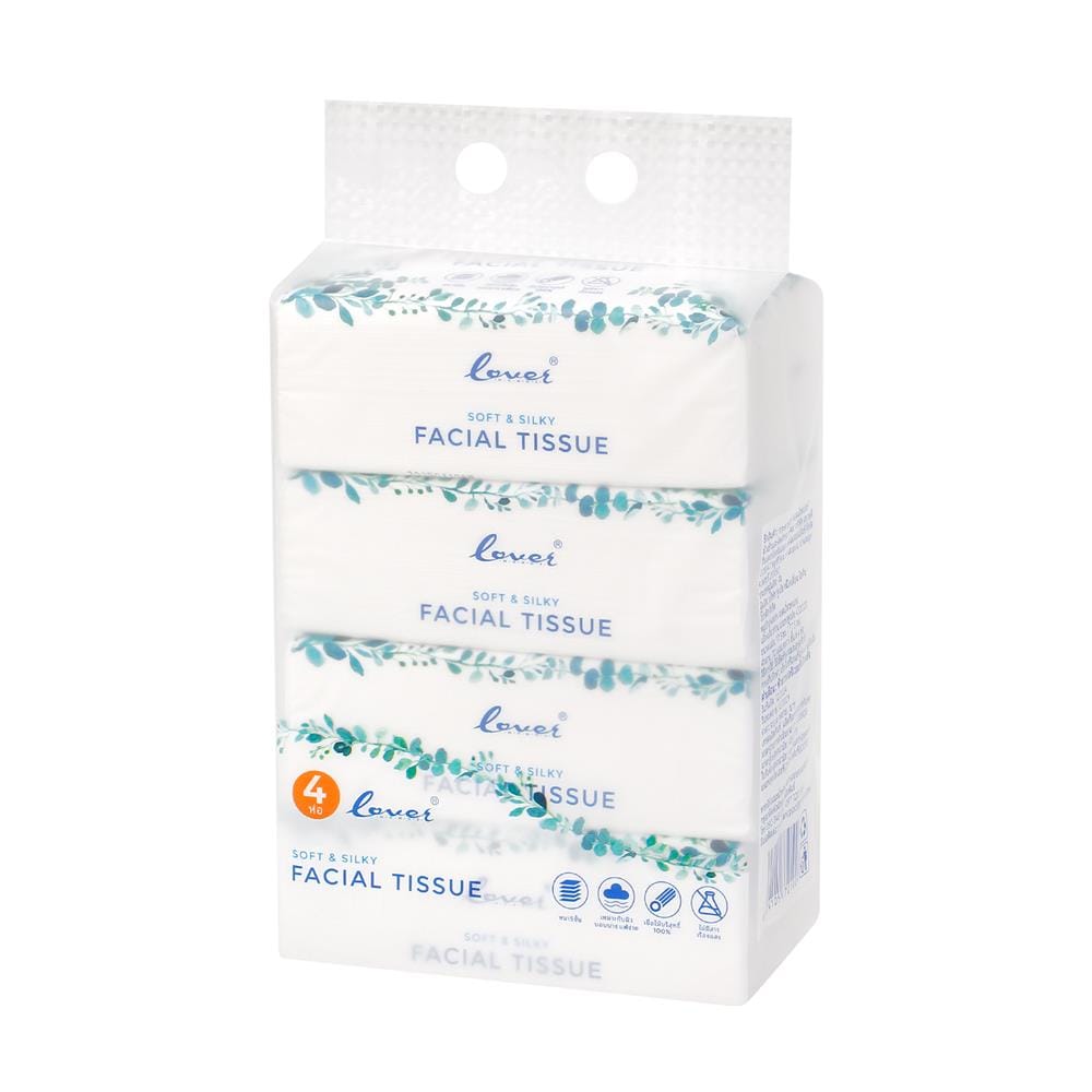 กระดาษเช็ดหน้า LOVER HANDS SOFT & SILKY 70 แผ่น (แพ็ก 4 ห่อ)