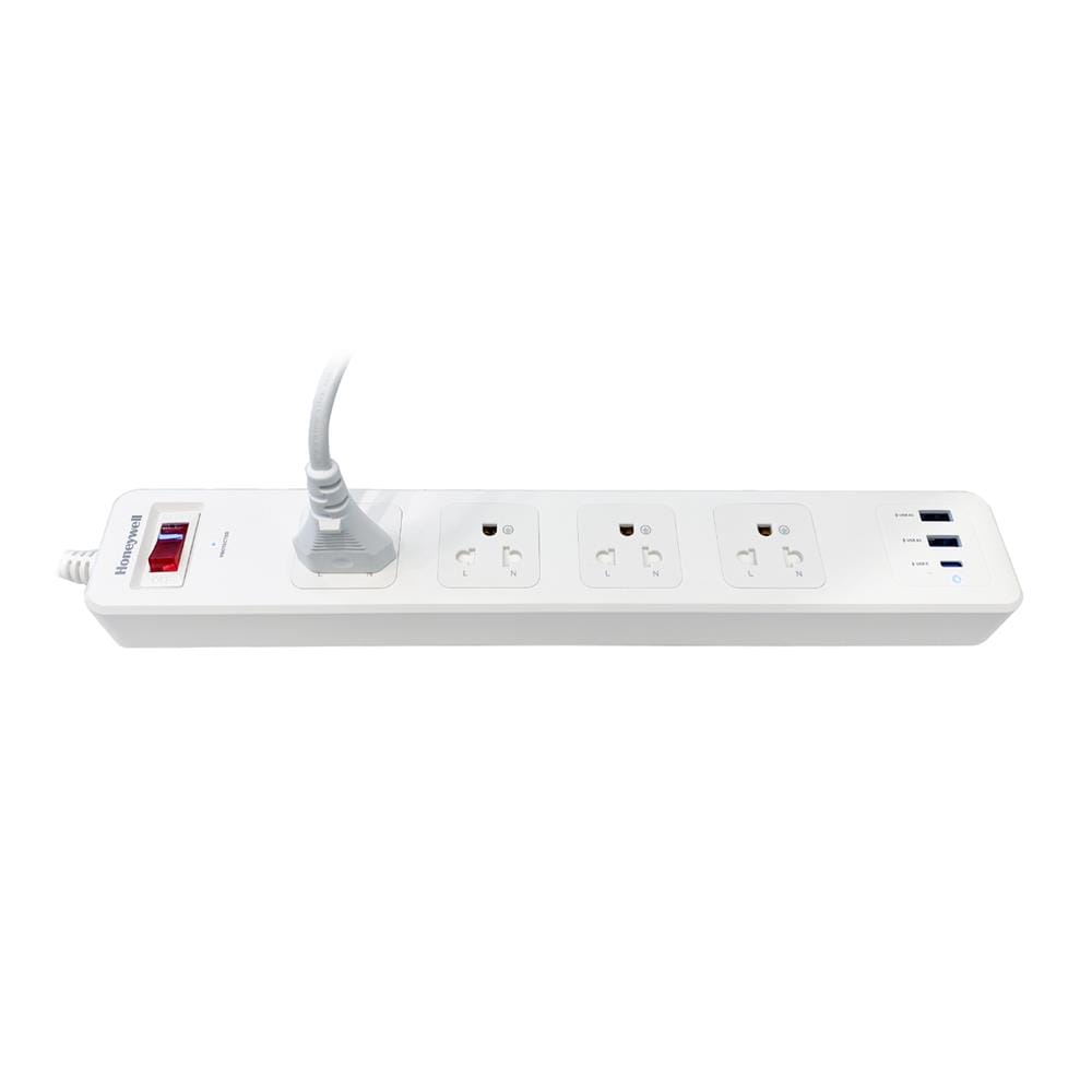 ปลั๊กป้องกันไฟกระชาก 4 ช่อง 2 USB 1 PD HONEYWELL