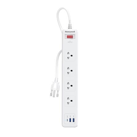 ปลั๊กป้องกันไฟกระชาก 4 ช่อง 2 USB 1 PD HONEYWELL_0