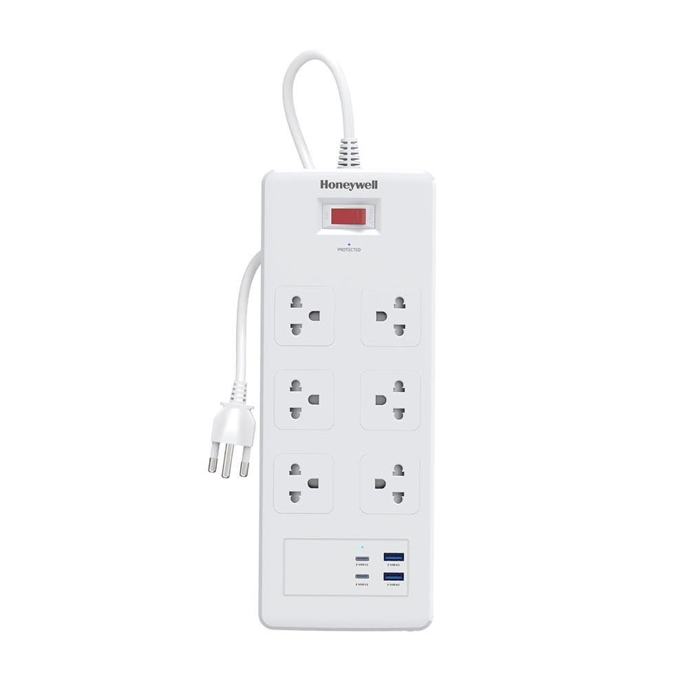 ปลั๊กป้องกันไฟกระชาก 6 ช่อง 2 USB 2 PD HONEYWELL