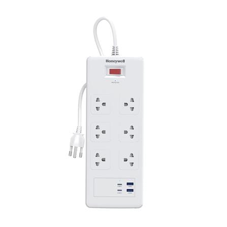 ปลั๊กป้องกันไฟกระชาก 6 ช่อง 2 USB 2 PD HONEYWELL_0