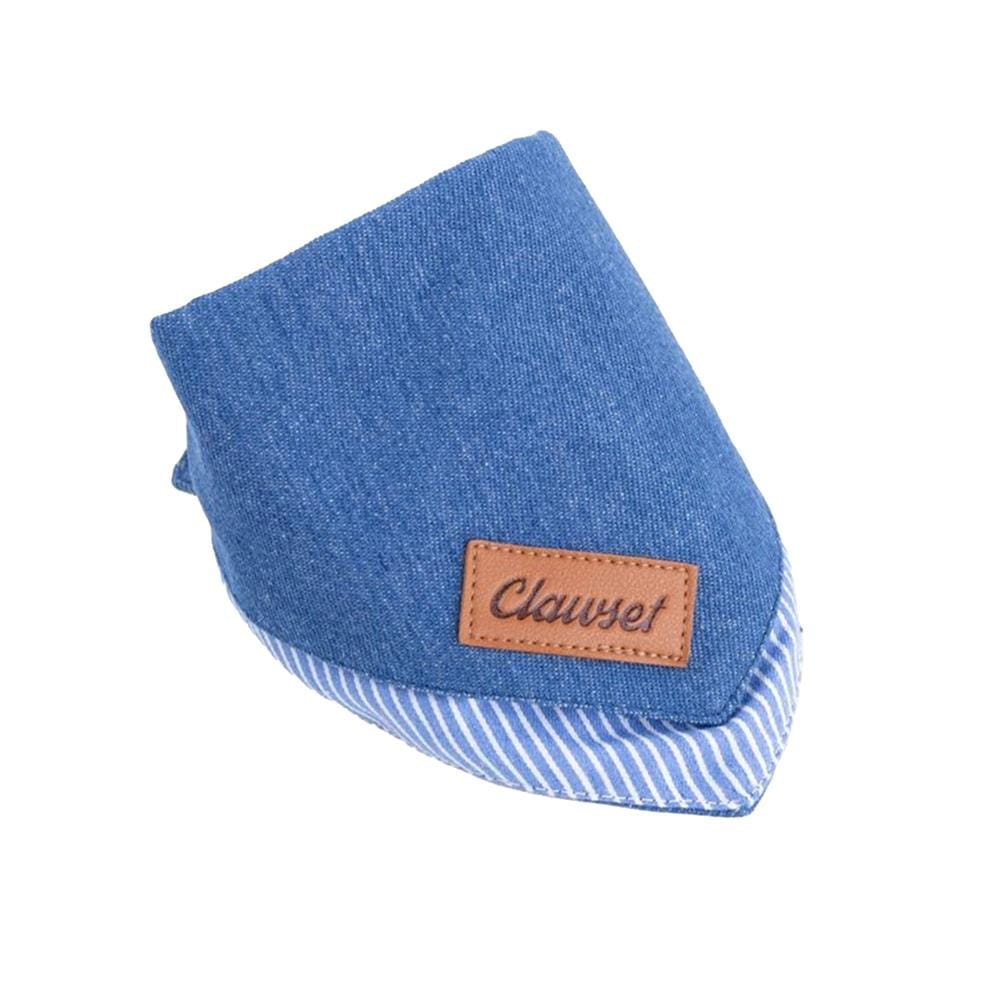 ผ้าพันคอสัตว์เลี้ยง CLAWSET DENIM ลายทาง ไซซ์ XL สีฟ้า